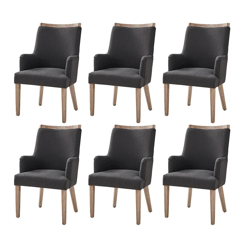 Ensemble de 6 chaises de salle à manger rembourrées en bois massif style ferme.