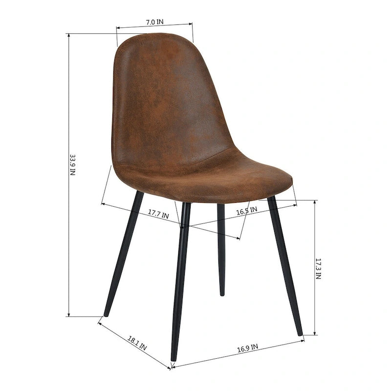 Ensemble de chaises de salle à manger, 4 chaises d'appoint en suède, pieds en métal noir.